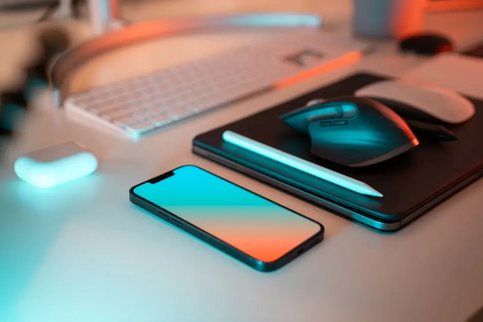 Smartphone dan aksesori gadget lokal di meja kerja